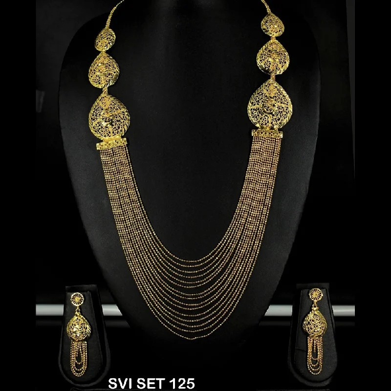 women's high-end necklaces-Mahavir Forming Gold Necklace Set - SVI SET 125