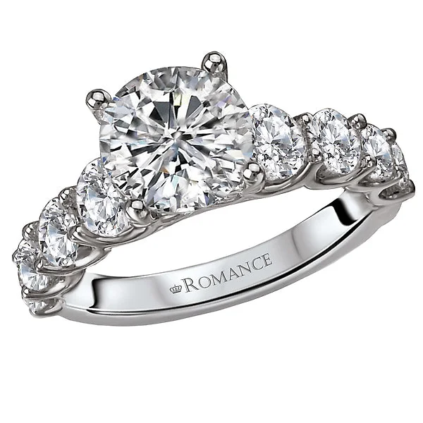 elegant diamond engagement rings-14K White Gold Classic Semi-Mount Romance Collection Wedding Ring.