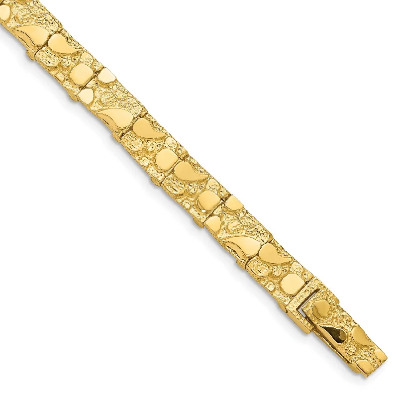 women's woven bracelets-14KT Yellow Gold 8-inch 7MM Nugget Bracelet