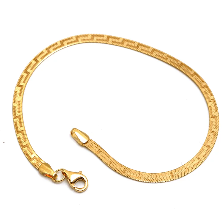 women's bangles-Real Gold Maze Hoop Snake Chain Bracelet 0943 (19 C.M) BR1539