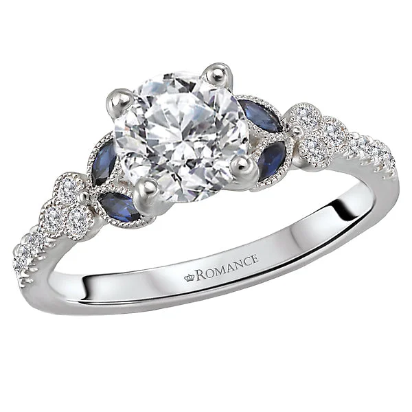 gold engagement rings-14K White Gold Sapphire and Romance Collection Semi-Mount Wedding Ring.