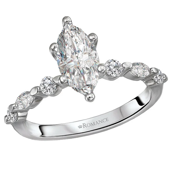 promise engagement rings-14K White Gold Classic Semi-Mount Romance Collection Wedding Ring.