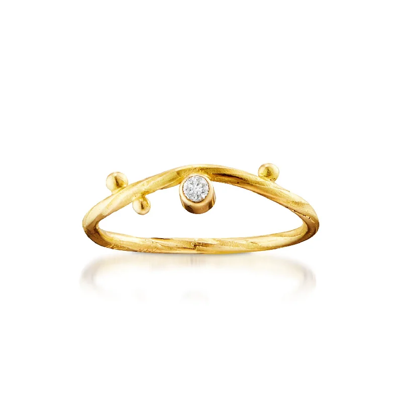 women's custom gemstone rings-Seafire 18K Gold Ring w. Diamond, 0.04 ct