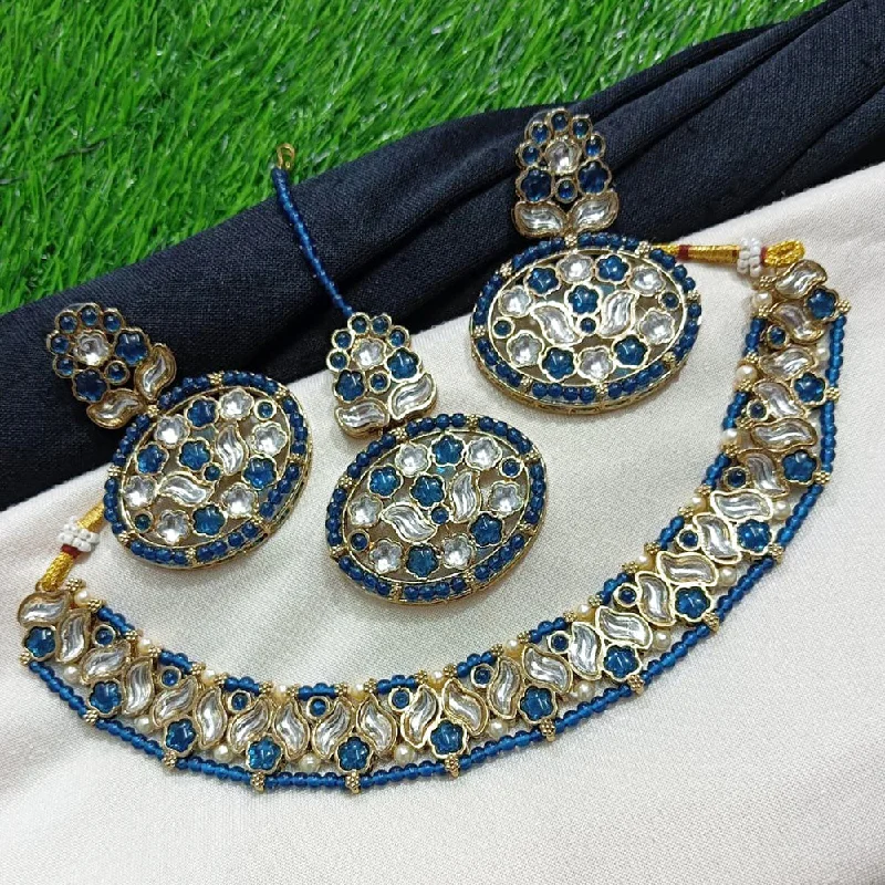 women's classic gold necklaces-Manisha Jewellery Gold Plated Kundan Necklace Set