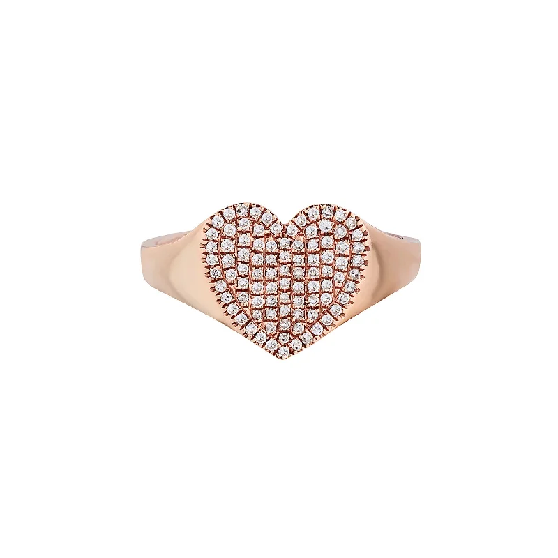 women's wide-band rings-PAVÉ DIAMOND HEART RING