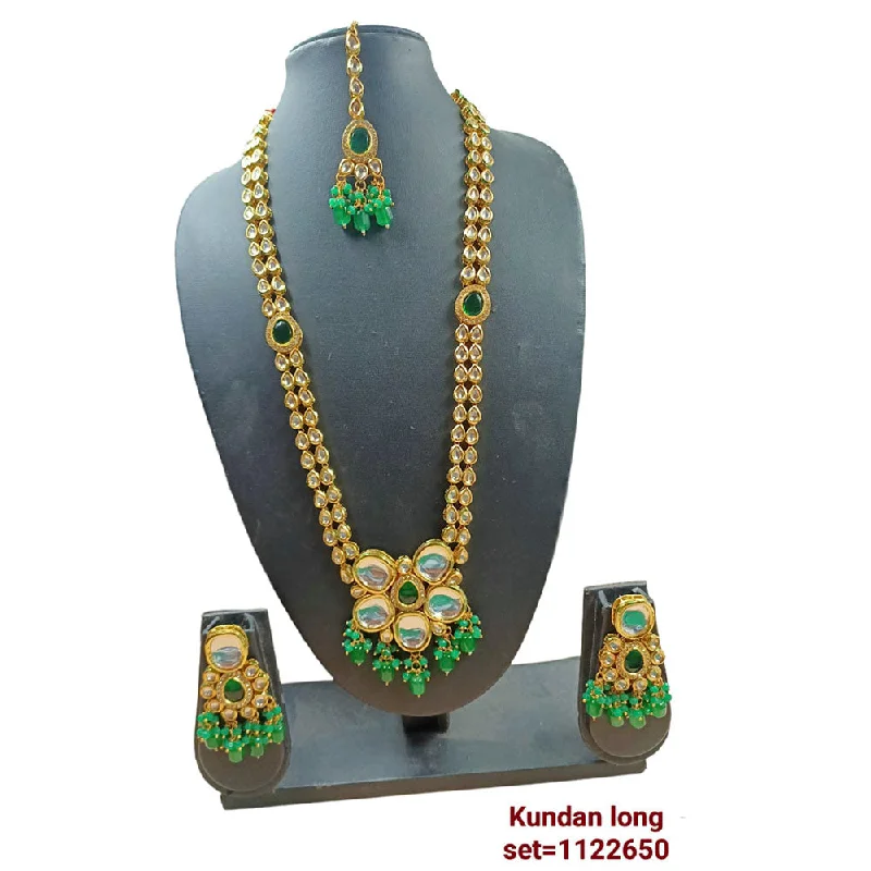 women's sustainable necklaces-Padmawati Bangles Kundan Stone Gold Plated Necklace Set