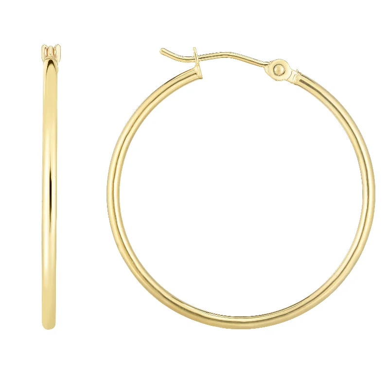 women's anniversary earrings-14K Gold 1.5x30mm Hoops