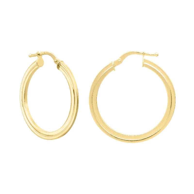 women's amethyst earrings-14K Gold Round Concentric Hoops