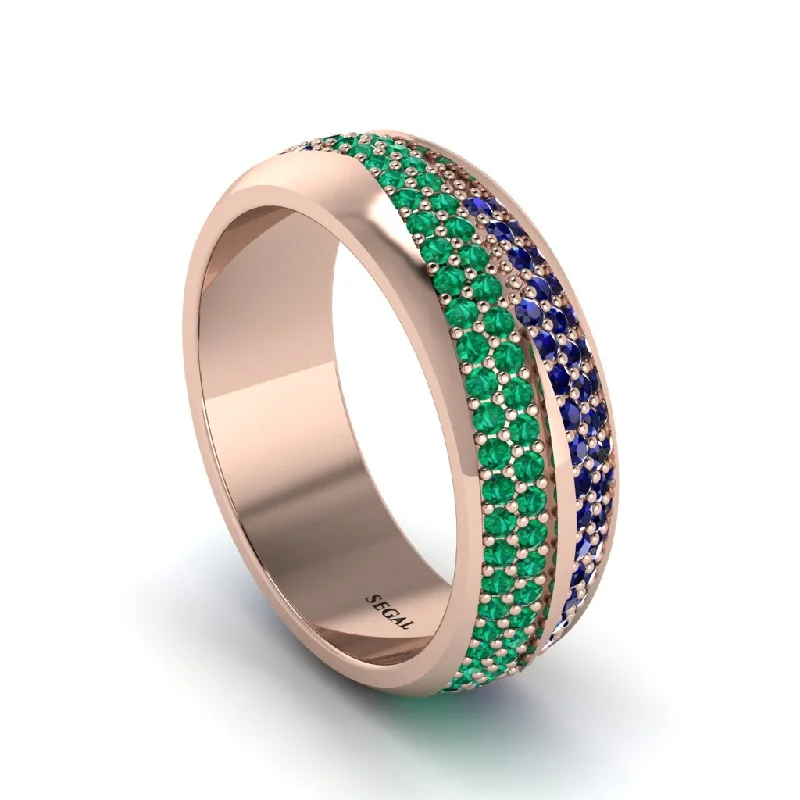 classic solitaire engagement rings-1.4Ct Emerald & Sapphire Eternity Wedding Ring - Merritt No. 65