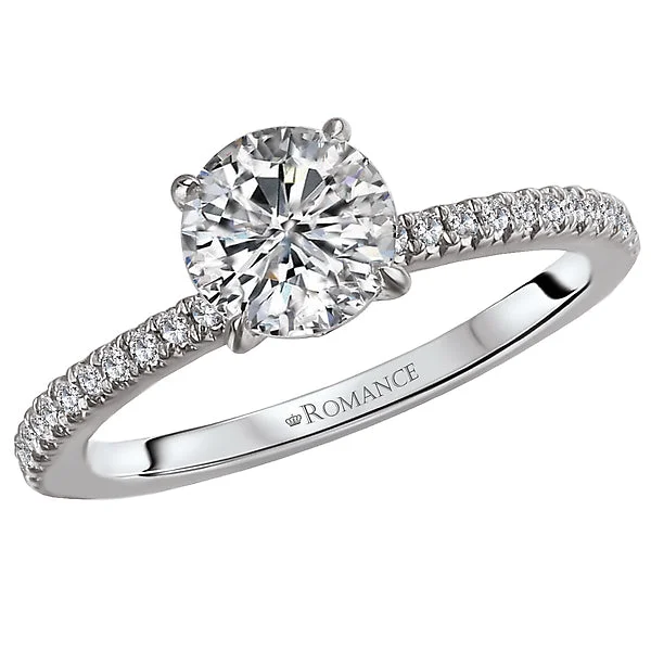 engagement rings with diamonds-14K White Gold Peg Head Semi-Mount Romance Collection Wedding Ring.