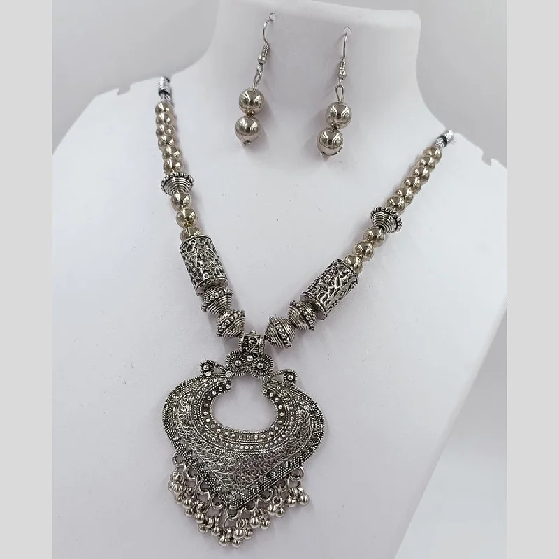 women's bridal crystal necklaces-Kavita Art Oxidised Plated Necklace Set