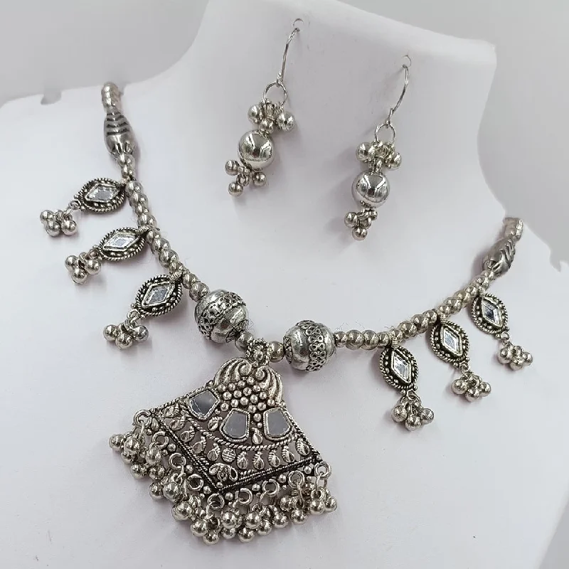 women's heirloom necklaces-Kavita Art Oxidised Plated Mirror Necklace Set