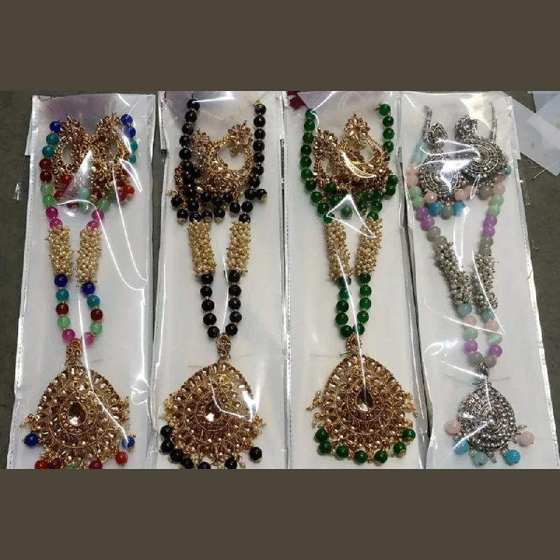 women's vintage diamond necklaces-Kumavat Jewels Gold Plated Kundan Stone And Beads Necklace Set