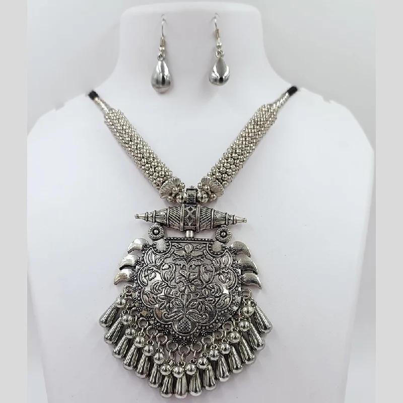 women's moon necklaces-Kavita Art Oxidised Plated Necklace Set