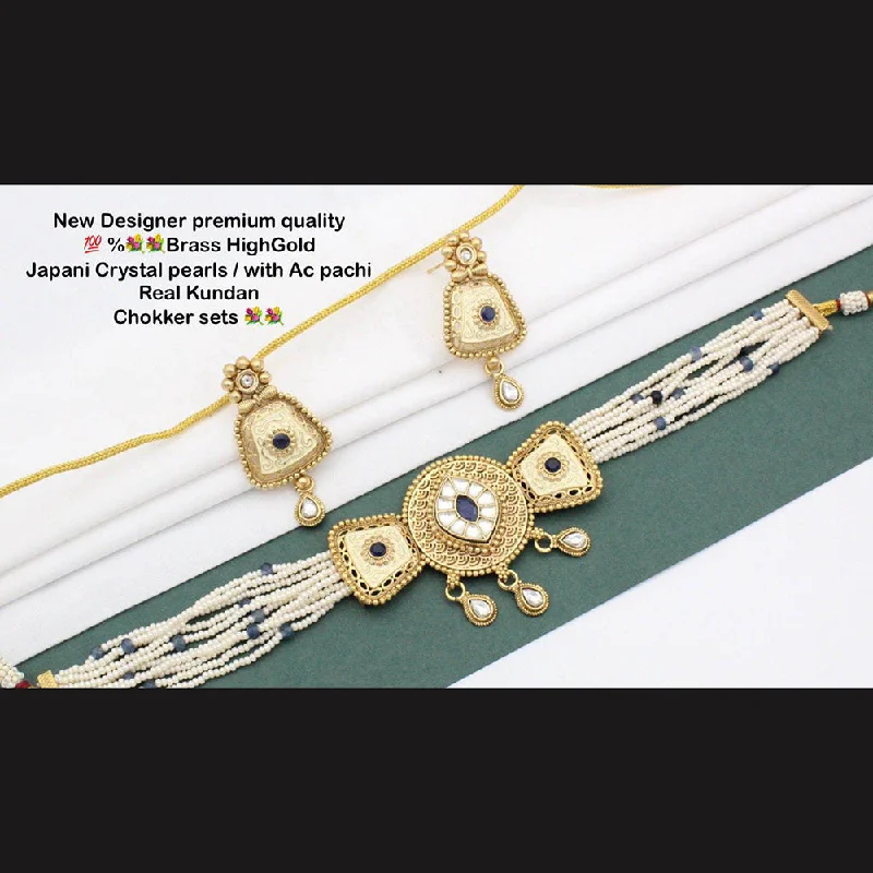 women's charm necklaces-Manisha Jewellery Gold Plated Pearls Choker Necklace Set