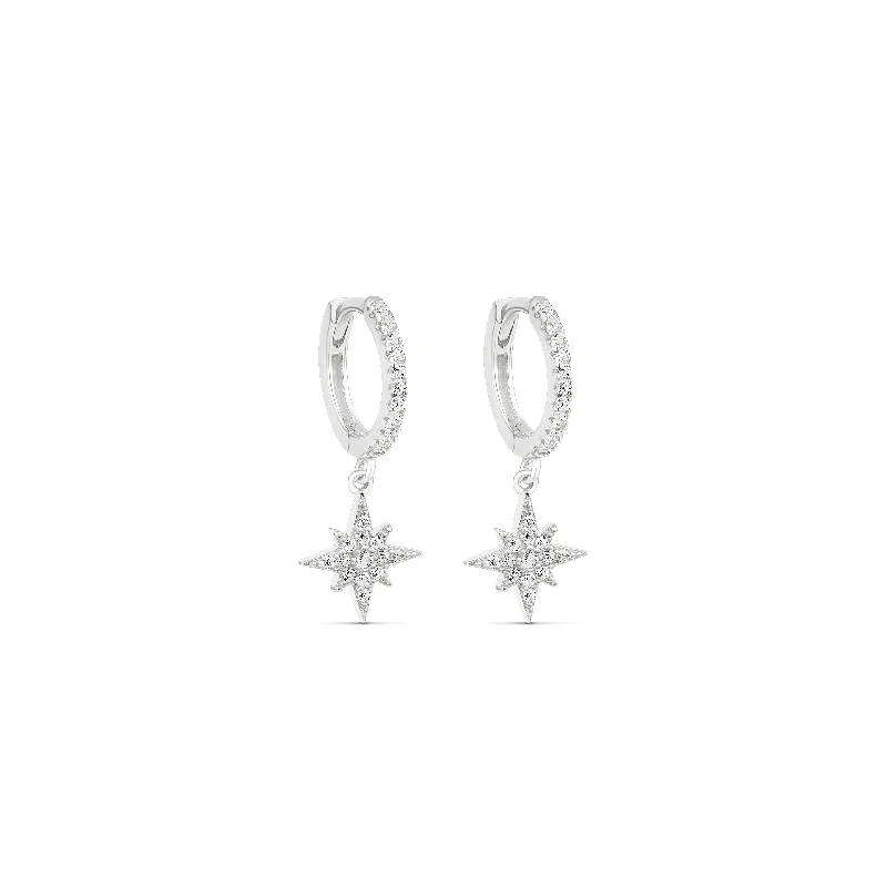 women's high-fashion earrings-The Silver Supernova Pave Huggies