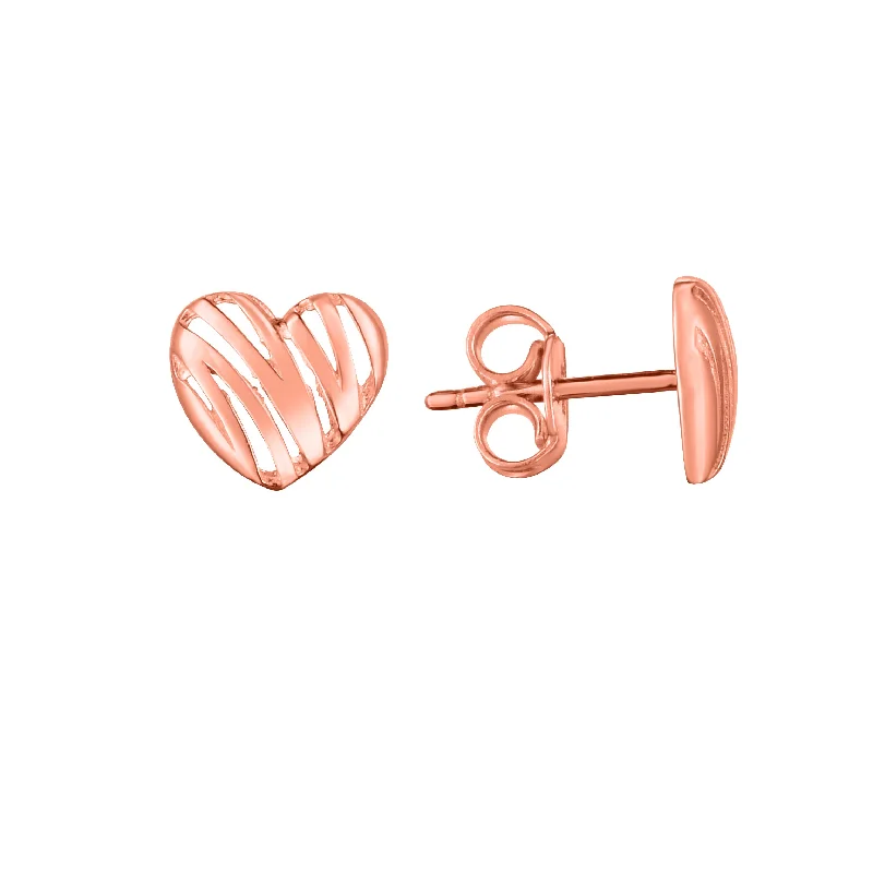 women's oversized hoop earrings-14K Scribble Heart Studs