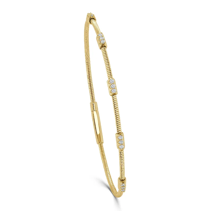 women's minimalist gold bangles-14k Gold & Diamond Flexible Bangle