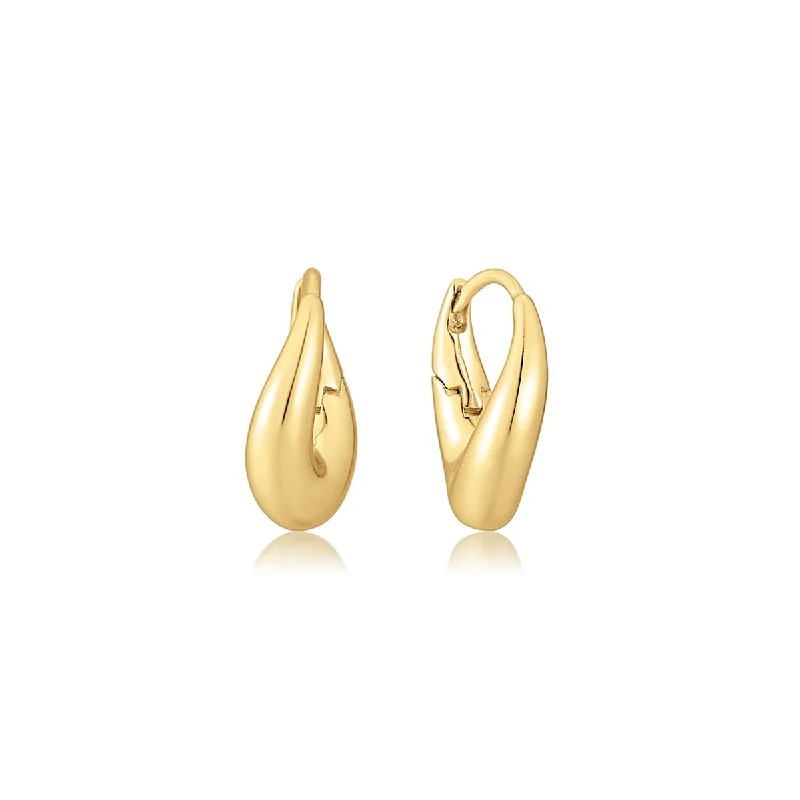 women's colorful earrings-Gold Plated Thick Wavy Hoops