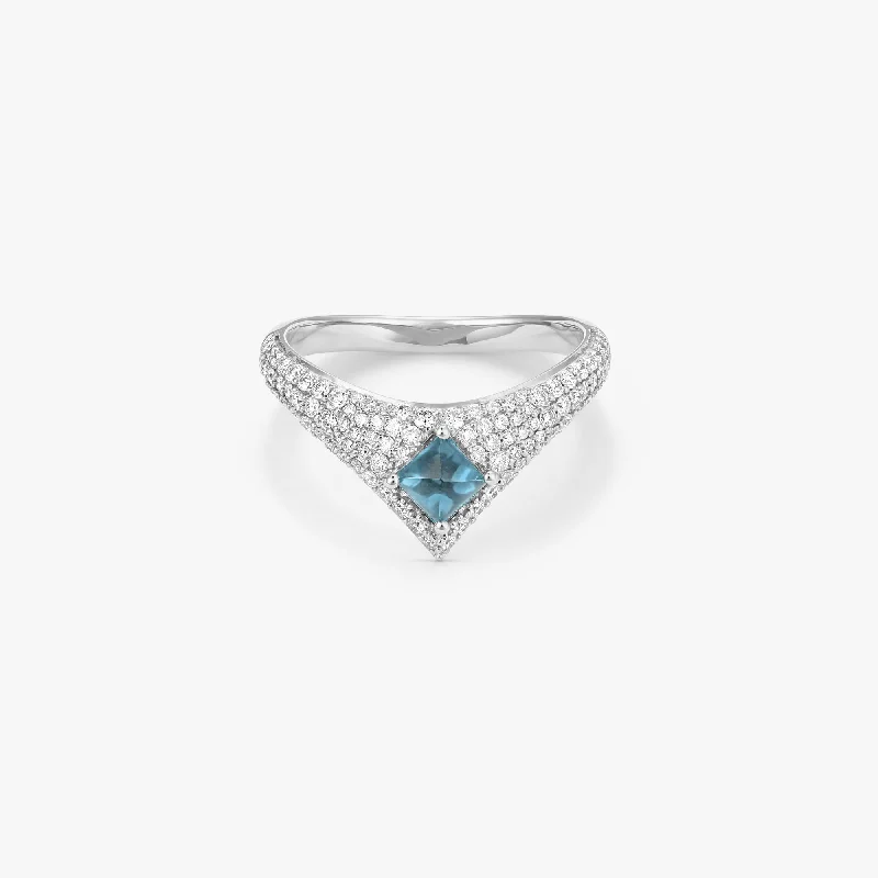 women's custom gemstone rings-Tidal Blue Topaz Ring