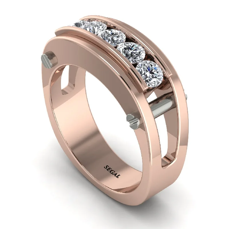 modern engagement rings-Diamond Five-Stone Classic Gold Wedding Ring - Casey No. 32