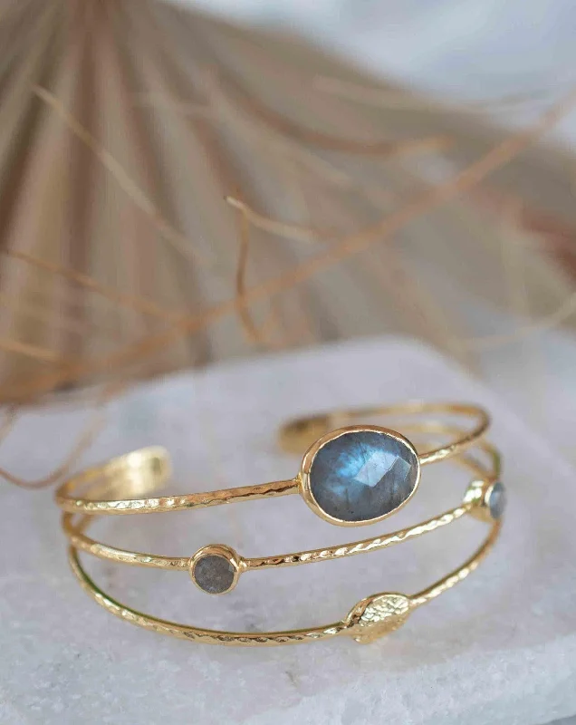 women's luxury tennis bracelets-Labradorite ~ Adjustable Bracelet ~ Gold Plated 18k ~ MB050