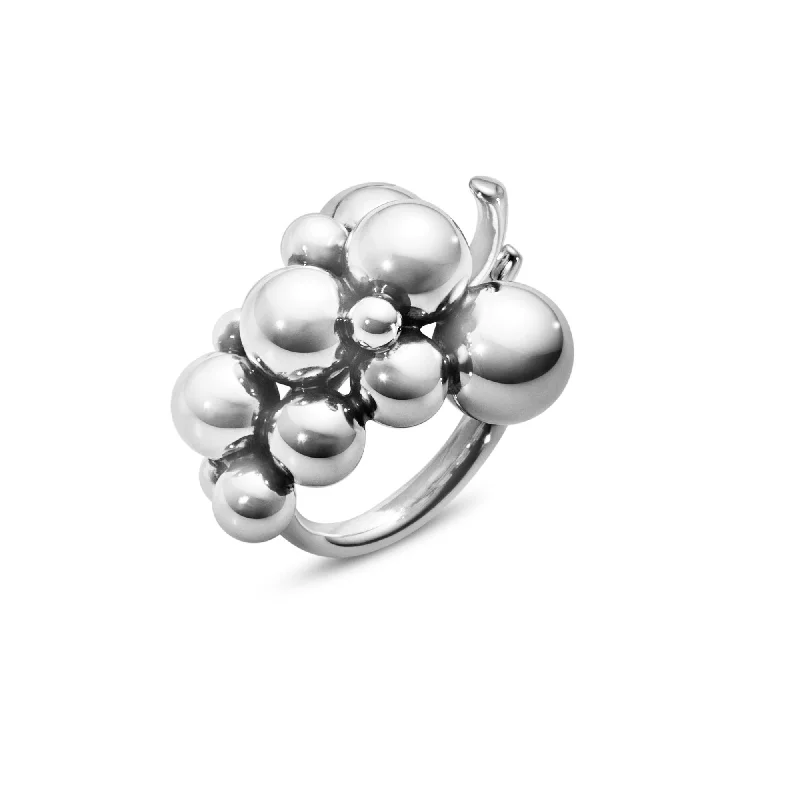 women's gemstone cocktail rings-Medium Moonlight Grapes Silver Ring