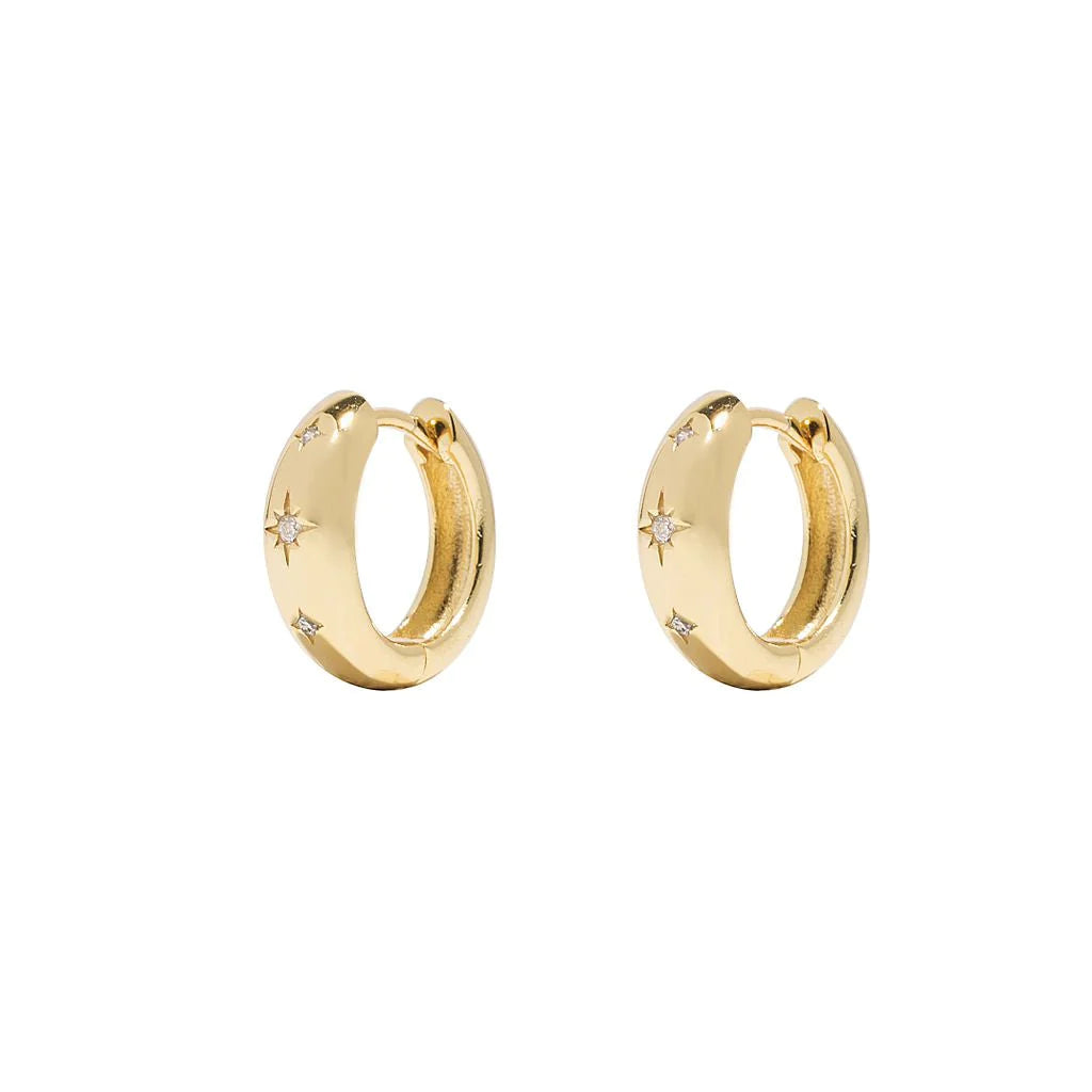 women's gemstone earrings-Monica Hoops