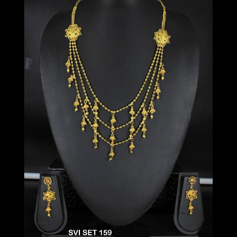 women's gold-plated necklaces-Mahavir Forming Gold Necklace Set   - SVI SET 159