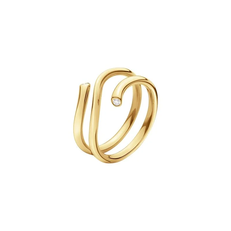 women's chic rings-Magic 18K Gold Ring w. 2 Diamonds