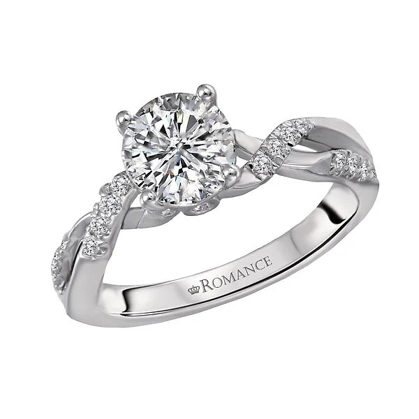 oval engagement rings-14K White Gold Classic Semi-Mount Romance Collection Wedding Ring.