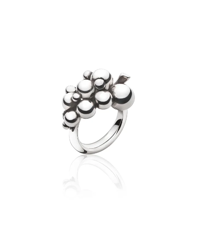 women's classic gold rings-Small Moonlight Grapes Silver Ring