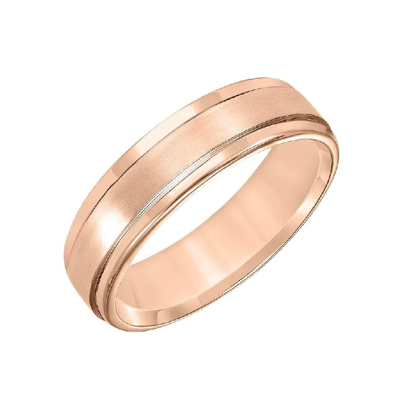 sapphire engagement rings-14k Rose Gold Brushed Finished Wedding Ring with Polished Edges - 4mm - 8mm