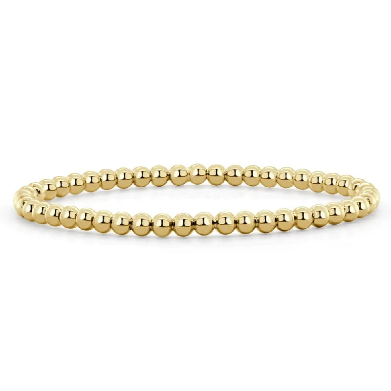 women's adjustable cuff bangles-14k Gold Solid Bead Stretch Bracelet