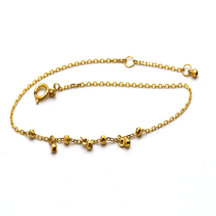 women's small bangles-Real Gold Ball Dangler Bracelet 6265 BR1386