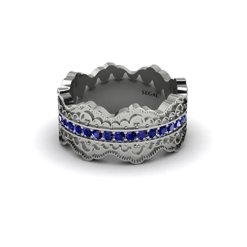 modern engagement rings with diamonds-Sapphire Regal Eternity Openwork Wedding Ring - Dayana No. 15