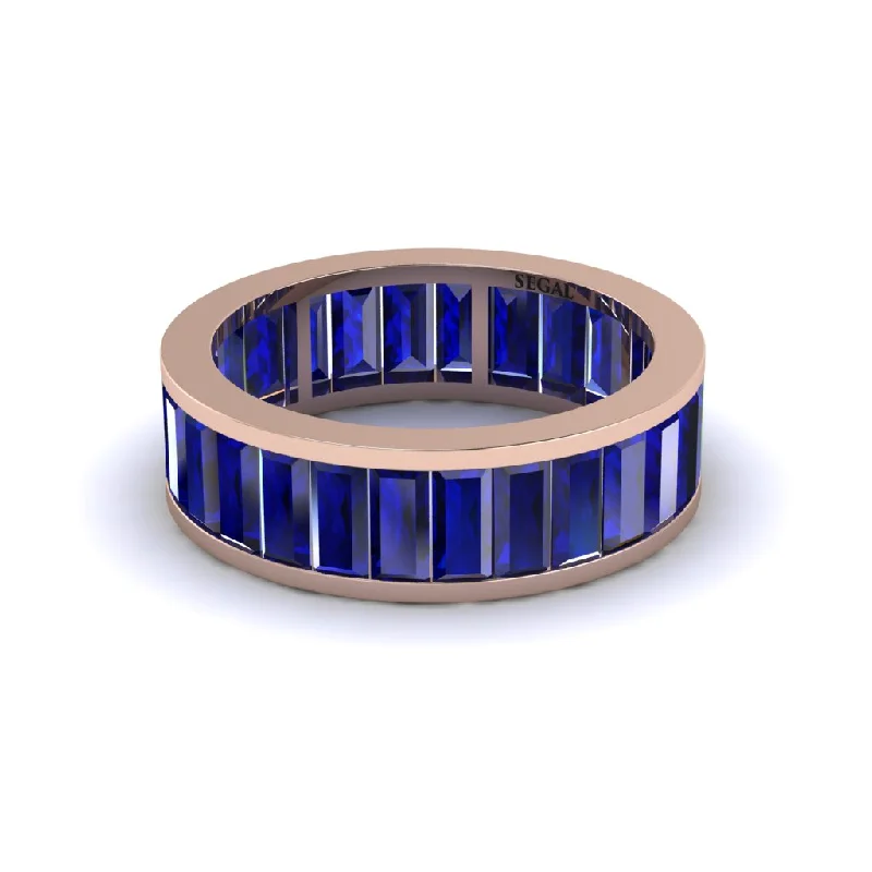 custom engagement rings-6.5 Ct Baguette Sapphire Eternity Wedding Ring - Cairo No. 14