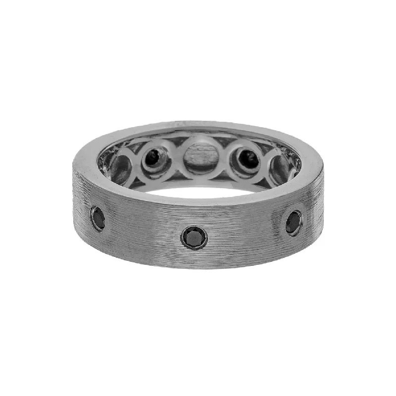 women's minimalist rings-Nick Band Silver Black Diamond