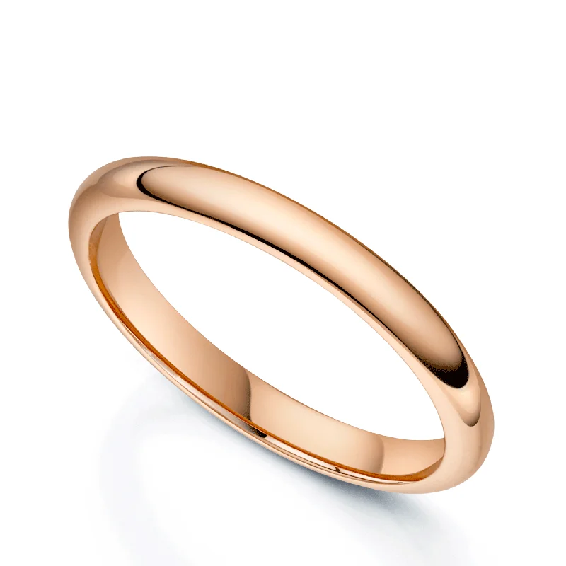 round engagement rings-18ct Rose Gold D-Shape Ladies Wedding Ring