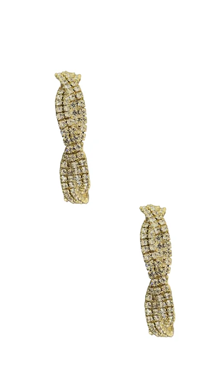 women's bohemian earrings-Braided CZ Hoops - Gold