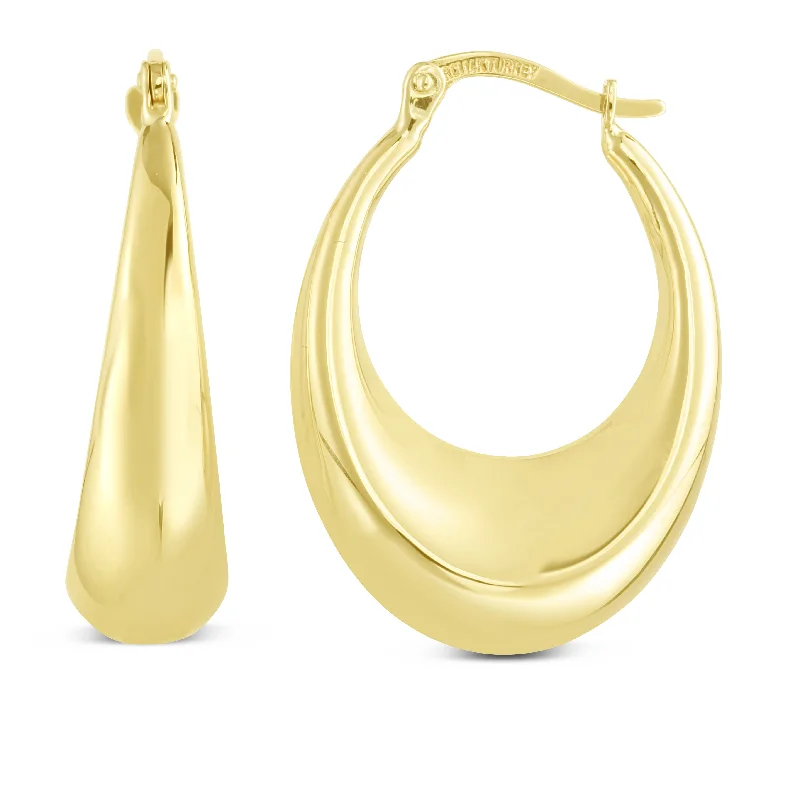 women's celestial earrings-14K Polished Puff Hoop