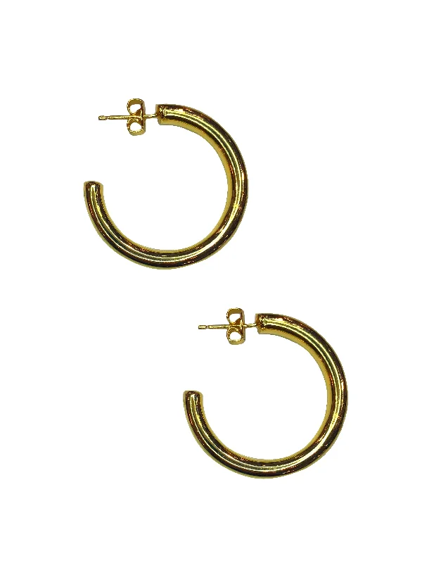 women's gemstone earrings-Large Chunky Hoops - Gold