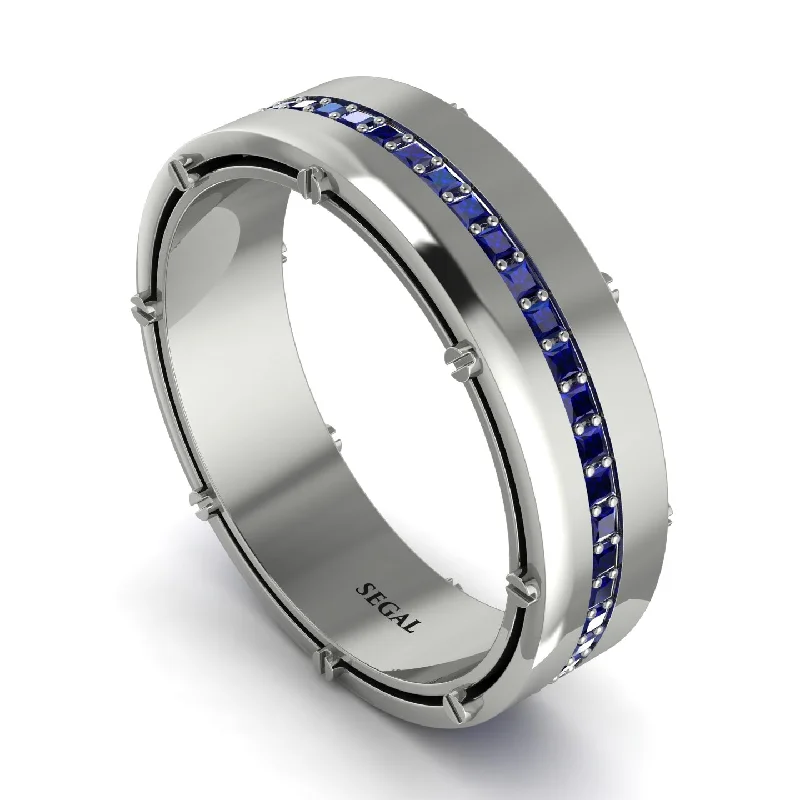 timeless diamond engagement rings-Sapphire Eternal Elegance Men’s Wedding Ring - Roman No. 15