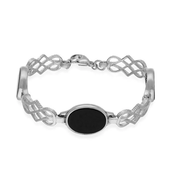 women's animal bracelets-Celtic Silver Bracelet SBL1 Onyx