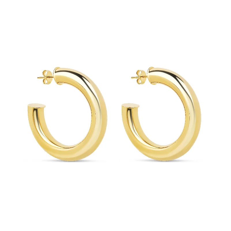 women's luxury diamond earrings-THE GOLD MADISON HOOPS