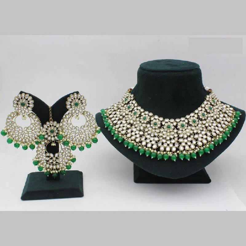 women's silver necklaces-Jcm Jewellery Gold Plated Kundan Necklace Set