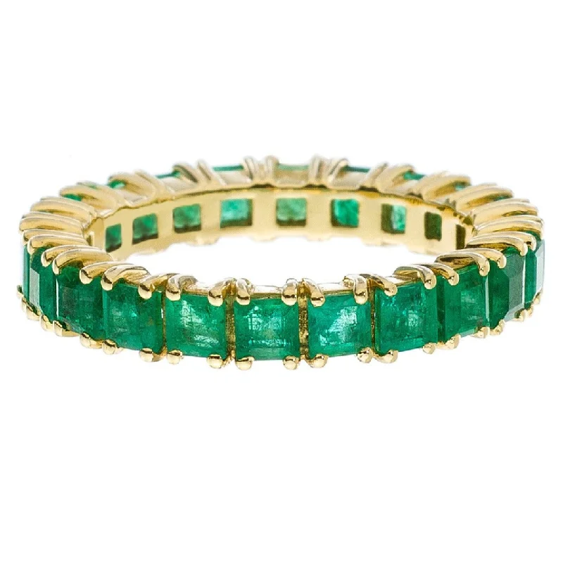 women's emerald rings-Josie Band Yellow Gold Emerald