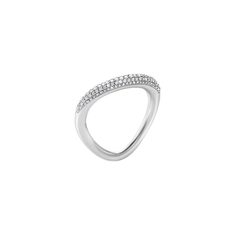 women's minimalist gold rings-Offspring Silver Ring w. Diamonds, 0.29 ct