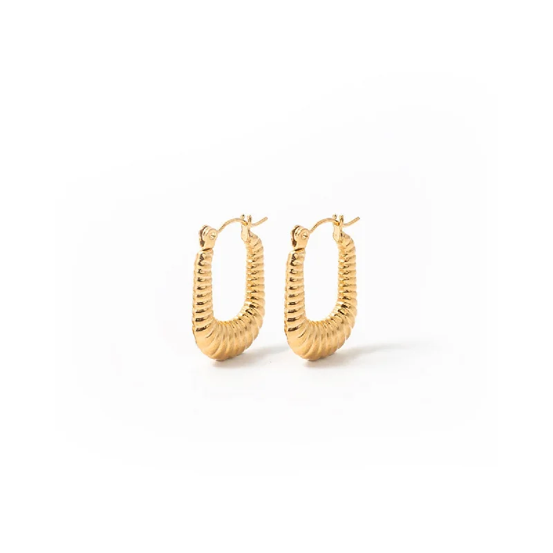 women's dangle earrings-Estelle Gold Hoops