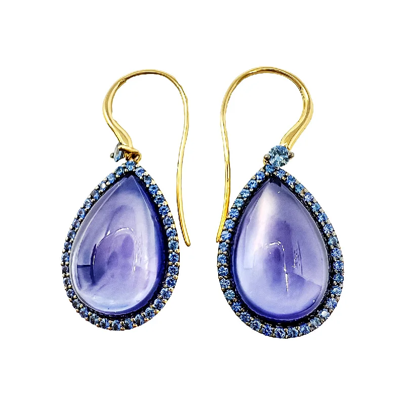 women's fashion-forward earrings-Roberto Coin 18K Gold, Amethyst Backed with Blue Dyed Mother of Pearls